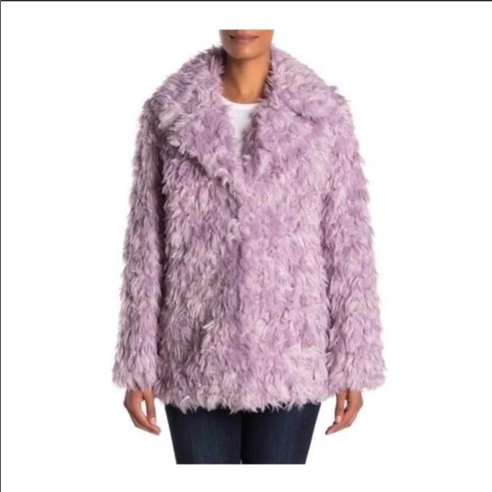 AVEC LES FILLES Notch Collar Fur Jacket size Large - Picture 6 of 9